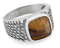 Стильный серебряный перстень с тигровым глазом
