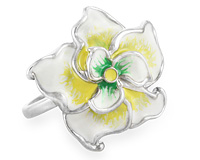 Кольцо - перстень с цветком белой лилии, серебро
