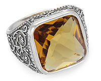 Серебряный мужской перстень с цитрином
