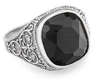 Красивое мужское кольцо-перстень с черным камнем