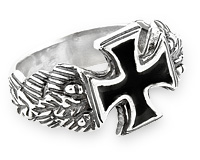 Мужское серебряное кольцо с железным крестом