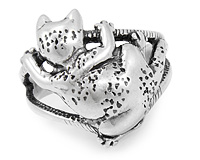 Кольцо - кот Барсик из серебра с чернением
