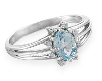 Небольшое кольцо с овальным голубым топазом
