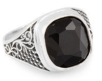 Объемное серебряное кольцо с черным агатом