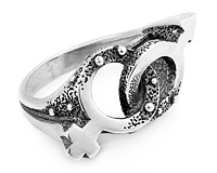 Кольцо, серебро, с символами мужского и женского начала