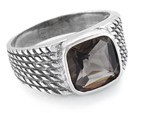 Мужской перстень из серебра с раухтопазом