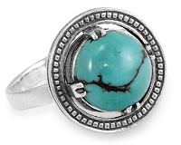 Серебряное кольцо с круглой вставкой из бирюзы