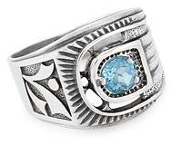 Мужской перстень из серебра с голубым топазом
