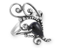 Красивое серебряное кольцо с каплей авантюрина