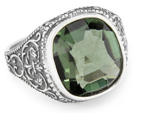 Мужское кольцо с зеленым камнем - празиолитом