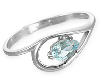 Кольцо серебряное с голубым топазом каплей