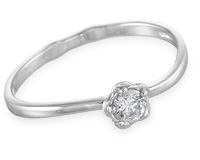 Серебряное кольцо с изящным изгибом, фианит 3,5 мм