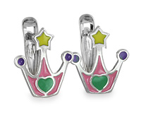 Серебряные серьги с коронами для юной принцессы