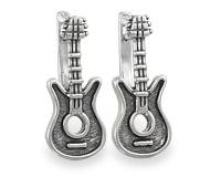 Серебряные серьги в виде гитар