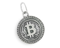 Подвеска-кулон Биткоин (Bitcoin) из серебра 925 пробы