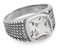 Перстень Кайман, черненое серебро с горным хрусталем