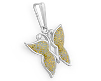 Бабочка из серебра, блестящая подвеска с эмалью