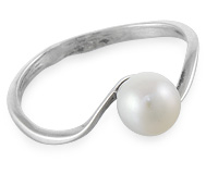 Серебряное кольцо с белой жемчужиной 6 мм