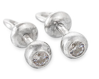 Серьги пуссеты серебряные полусферы, фианит 2,5 мм