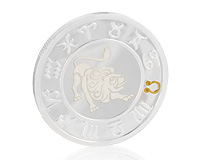 Большая монета из серебра Лев из серии Знаки зодиака