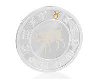 Серебряная монета-сувенир для Тельцов по гороскопу