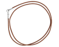 Кожаный шнурок коричневого цвета, серебро, 1,5 мм