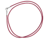 Красный кожаный шнурок с серебром, 1,5 мм
