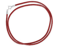 Серебряный шнурок: красная кожа с серебром, 2мм