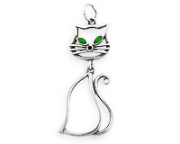 Подвеска кошка в серебре с эмалью