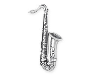 Серебряная брошь - саксофон с чернением