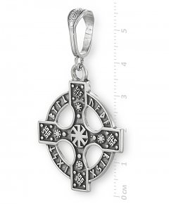 Рунный кельтский крест из серебра, вид сбоку