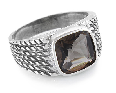Мужской перстень из серебра с раухтопазом