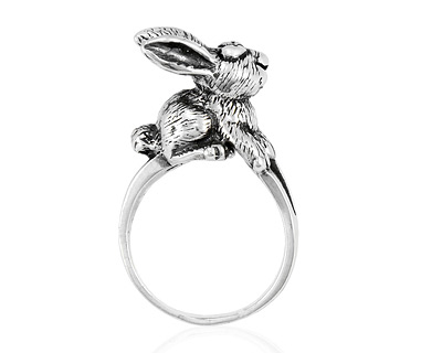 Кольцо Заяц - кролик, серебро черненое