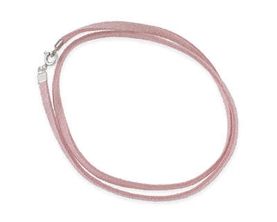 Замшевый шнур розового цвета, серебряные наконечники