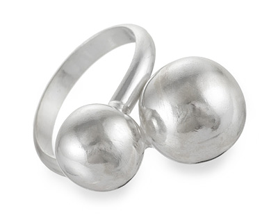 Серебряное кольцо Шарики, размер регулируется