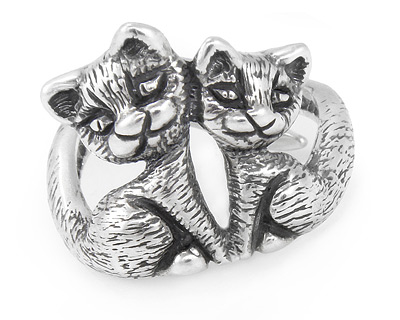 Безразмерное кольцо Счастливая парочка кошек
