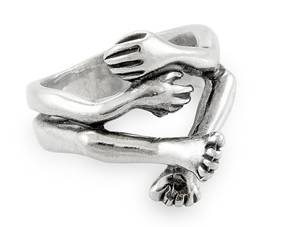 Кольцо из серебра необычной формы "Руки-ноги"