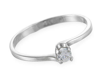 Тонкое классическое кольцо из серебра с фианитом 3мм
