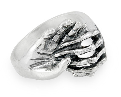 Серебряное кольцо сцепленные руки