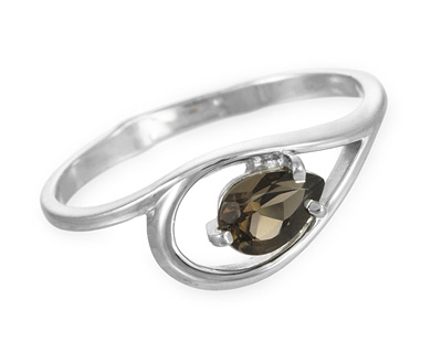 Дымчатый кварц в серебре, недорогое кольцо