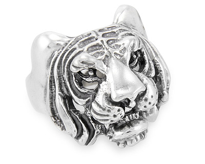 Мужское кольцо - серебряный тигр