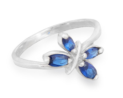 Миниатюрная бабочка с камнями, серебряное кольцо