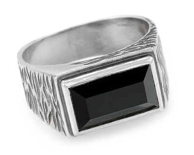 Мужской перстень - печатка с черным агатом