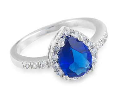 Перстень с каплей из синего сапфира