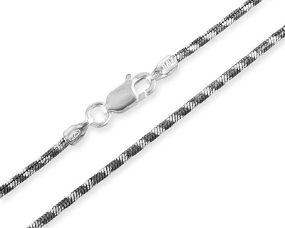 Цепь-снейк из серебра алмазн. с ч/б полосками, 1,6 мм