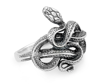 Кольцо из серебра - змея малая