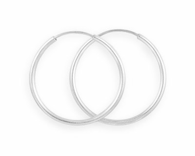 Серебряные серьги-кольца малые, гладкие, 2 см