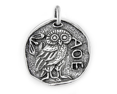 Стильный серебряный медальон Мудрая сова