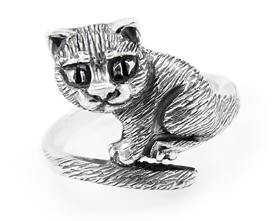 Милое колечко - серебряный котенок Кузя