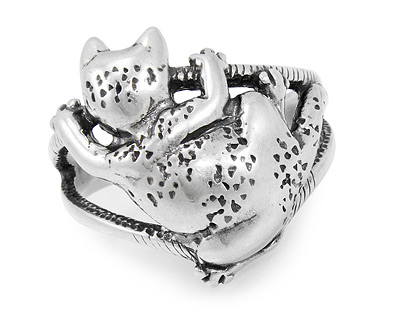Кольцо серебряное с котом Барсиком